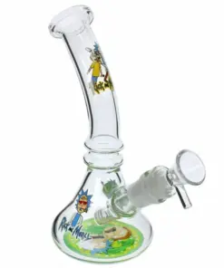 8″ Rick And Morty Bent Neck Assorted Graphic Beaker Bong
