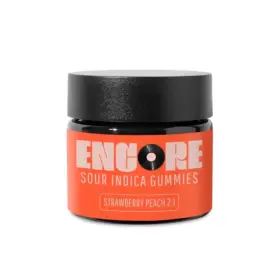 Encore Edibles 2:1 Strawberry Peach Sour Indica Gummies – 10 Pack
