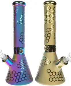 HILLSIDE GLASS 14″ METALLIC HONEYCOMB BEAKER BONG