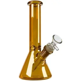 HILLSIDE GLASS 8″ GOLD IRIDESCENT BEAKER BONG